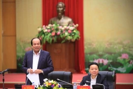 Bộ trưởng, Chủ nhiệm Văn phòng Chính phủ Mai Tiến Dũng phát biểu kết luận buổi làm việc. (Ảnh: Trọng Đạt/TTXVN)