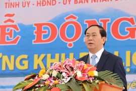 Bộ trưởng Trần Đại Quang phát biểu tại lễ động thổ. (Ảnh: Hoàng Nguyên/TTXVN)