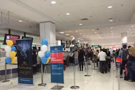 Quầy làm thủ tục của Vietnam Airlines tại Sân bay quốc tế Sydney. (Ảnh: Khánh Linh/Vietnam+)