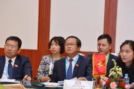 Đoàn Việt Nam tại hội nghị trù bị cho cuộc gặp lãnh đạo AIPA-ASEAN. (Ảnh: Phạm Kiên/TTXVN) 