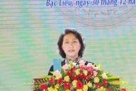 Chủ tịch Quốc hội Nguyễn Thị Kim Ngân phát biểu tại buổi lễ. (Ảnh: Trọng Đức/TTXVN)