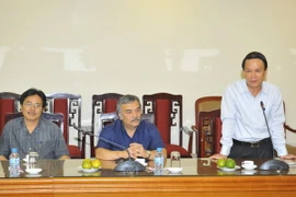 Ủy viên Trung ương Đảng, Tổng Giám đốc Thông Tấn Xã Việt Nam Nguyễn Đức Lợi phát biểu tại buổi lễ. (Ảnh: Minh Đức/TTXVN) 