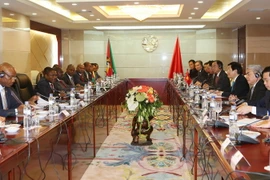 Tổng thống Mozambique, ngài Filipe Jacinto Nyusi hội đàm với Chủ tịch nước Trương Tấn Sang. (Ảnh: Nguyễn Khang/TTXVN)