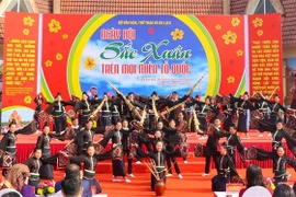 Tiết mục Xoè Thái của đồng bào dân tộc Thái tại Ngày hội "Sắc Xuân trên mọi miền Tổ quốc" năm 2023 . (Ảnh: Tuấn Đức/TTXVN)