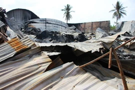 Hiện trường vụ cháy. (Ảnh: Huỳnh Thế Anh/TTXVN)