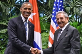 Chủ tịch Cuba Raul Castro hội đàm với Tổng thống Hoa Kỳ Barack Obama. (Nguồn: AFP/TTXVN)