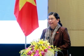 Phó Chủ tịch Thường trực Quốc hội Tòng Thị Phóng, Trưởng ban tổ chức APPF-26, phát biểu tại hội nghị. (Ảnh: An Đăng/TTXVN)