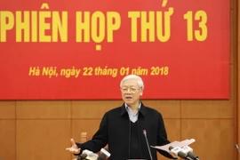 Tổng Bí thư Nguyễn Phú Trọng, Trưởng Ban Chỉ đạo Trung ương về phòng, chống tham nhũng chủ trì phiên họp. (Ảnh: Phương Hoa/TTXVN)