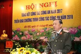 Bộ trưởng Bộ Công an Tô Lâm phát biểu chỉ đạo hội nghị. (Ảnh: Doãn Tấn/TTXVN)