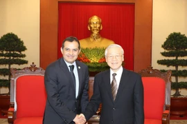 Tổng Bí thư Nguyễn Phú Trọng tiếp Chủ tịch Thượng viện Mexico Ernesto Cordero Aroyo. (Ảnh: Trí Dũng/TTXVN)