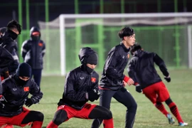 U23 Việt Nam gồng mình tập luyện dưới cái lạnh tại Côn Sơn. (Nguồn: vff.org.vn)