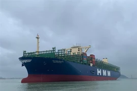 Tàu container Algeciras tới thành phố cảng Busan của Hàn Quốc ngày 27/7/2020. (Ảnh: YONHAP/TTXVN)