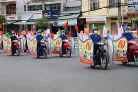 Tuyên truyền bầu cử tại Đồng Tháp. (Ảnh: Chương Đài.TTXVN)