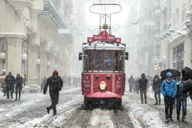 Tuyết rơi dày đặc ở Istanbul, Thổ Nhĩ Kỳ ngày 7/1. (Nguồn: AFP/TTXVN)