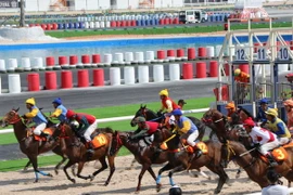 Đua ngựa tại lễ khai trương trường đua. (Ảnh: Văn Việt/TTXVN)