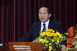 Ủy viên Trung ương Đảng, Chủ tịch Hội hữu nghị Việt Nam-Ấn Độ Trương Minh Tuấn phát biểu tại buổi lễ. (Ảnh: An Đăng/TTXVN)