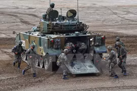 Các binh sỹ Hàn Quốc tham gia diễn tập. (Nguồn: AFP/TTXVN)
