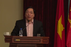 Đại sứ Nguyễn Thanh Sơn phát biểu tại hội nghị. (Ảnh: (Dương Trí/Vietnam+)