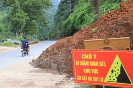 Một điểm sạt lở ở tỉnh Hà Giang. (Ảnh: Hoài Nam/Vietnam+)