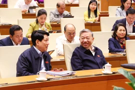 Tổng Bí thư Tô Lâm và Chủ tịch nước Lương Cường tại phiên họp. (Ảnh: Văn Điệp/TTXVN)