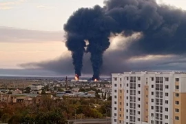 Ukraine tấn công cảng dầu lớn nhất ở Crimea. (Nguồn: X)