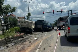 Hiện trường vụ tai nạn. (Ảnh: TTXVN phát)