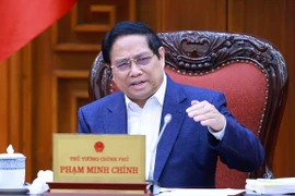 Thủ tướng Phạm Minh Chính chủ trì Phiên họp lần thứ hai về sắp xếp, tinh gọn bộ máy của Chính phủ. (Ảnh: Dương Giang/TTXVN)