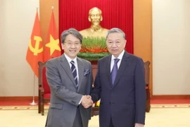 Tổng Bí thư Tô Lâm tiếp Chủ tịch Hội đồng Quản trị Ngân hàng Hợp tác Quốc tế Nhật Bản Maeda Tadashi. (Ảnh: Thống Nhất/TTXVN)