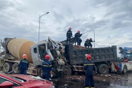 Hiện trường vụ tai nạn. (Ảnh: TTXVN phát)