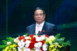 Thủ tướng Phạm Minh Chính phát biểu tại Lễ công bố sản phẩm đạt Thương hiệu Quốc gia Việt Nam lần thứ 9 năm 2024. (Ảnh: Dương Giang/TTXVN)