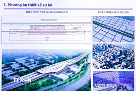 Phương án thiết kế sơ bộ Dự án đường sắt tốc độ cao trên trục Bắc-Nam. (Ảnh: Doãn Tấn/TTXVN)
