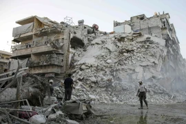 Cảnh đổ nát do xung đột ở Qatarji, ngoại ô thành phố Aleppo ngày 17/10. (Nguồn: AFP/TTXVN)