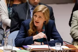 Đại diện thường trực của Mỹ tại LHQ Samantha Power phát biểu tại cuộc họp. (Nguồn: THX/TTXVN)
