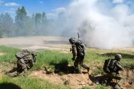 Binh sỹ Đức tham gia cuộc tập trận "Sabre Strike 2015" ở Pabrade, Litva. (Nguồn: THX/TTXVN)