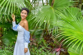 H'hen Niê là trường hợp nhan sắc người dân tộc thiểu số đầu tiên trong lịch sử cuộc thi Hoa hậu Hoàn vũ Việt Nam đăng quang. (Ảnh: Phương Việt/Vietnam+)