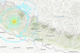 Vị trí chấn tiêu của trận động đất. (Nguồn: USGS)