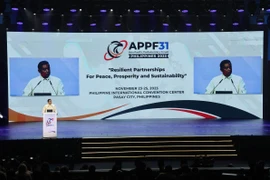 Chủ tịch Hạ viện Philippines Martin Romualdez phát biểu tại Lễ khai mạc diễn đàn APPF31. (Ảnh: Lê Dương/TTXVN)