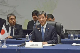 Bộ trưởng Môi trường Nhật Bản Shintaro Ito phát biểu tại cuộc họp ở Nagoya, Nhật Bản. (Ảnh: Kyodo/TTXVN)