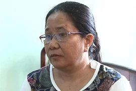 Hứa Thị Thu Vân tại cơ quan Công an. (Ảnh: TTXVN phát)