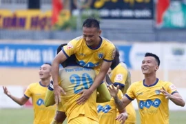 Thanh Hóa đại thắng và băng băng tiến về ngôi vương. (Ảnh: Minh Chiến/Vietnam+)