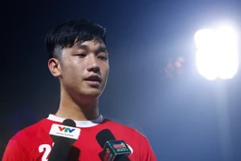 Trọng Đại trở lại sân cỏ sau khoảng 6 tháng ngồi ngoài. (Ảnh: Minh Chiến/Vietnam+)