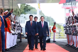 Thủ tướng Phạm Minh Chính đến Labuan Bajo, Indonesia. (Ảnh: Dương Giang/TTXVN)