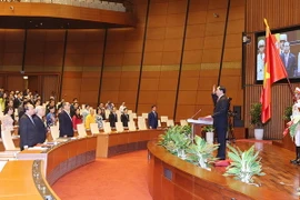 Chủ tịch nước Trần Đại Quang tuyên thệ nhậm chức. (Ảnh: Trọng Đức/TTXVN)