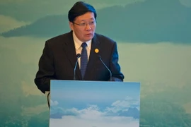 Bộ trưởng Tài chính Trung Quốc Lâu Kế Vĩ phát biểu tại Hội nghị Bộ trưởng Tài chính và Thống đốc Ngân hàng Trung ương G20 ngày 23/7. (Nguồn: EPA/TTXVN)