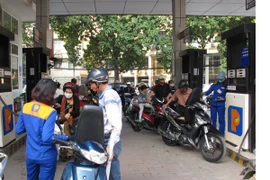 Nhân viên Petrolimex đang bơm xăng cho khách hàng (Ảnh: Đức Duy/Vietnam+)