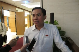 Đại biểu Lê Công Đỉnh, đoàn Long An đang trao đổi với báo chí bên lề Quốc hội. (Ảnh: Đức Duy/Vietnam+)