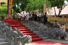 Thềm đá điện Kính Thiên trong khu di tích Hoàng thành Thăng Long. (Ảnh: Nhật Anh/TTXVN)