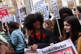 Sinh viên tham gia biểu tình. (Nguồn: Getty)