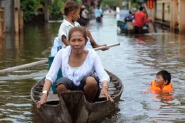 Lũ lụt ở Campuchia. (Nguồn: AFP)