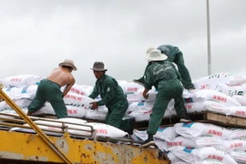 Bốc xếp phân đạm ở nhà máy. (Ảnh: Hà Thái/TTXVN).